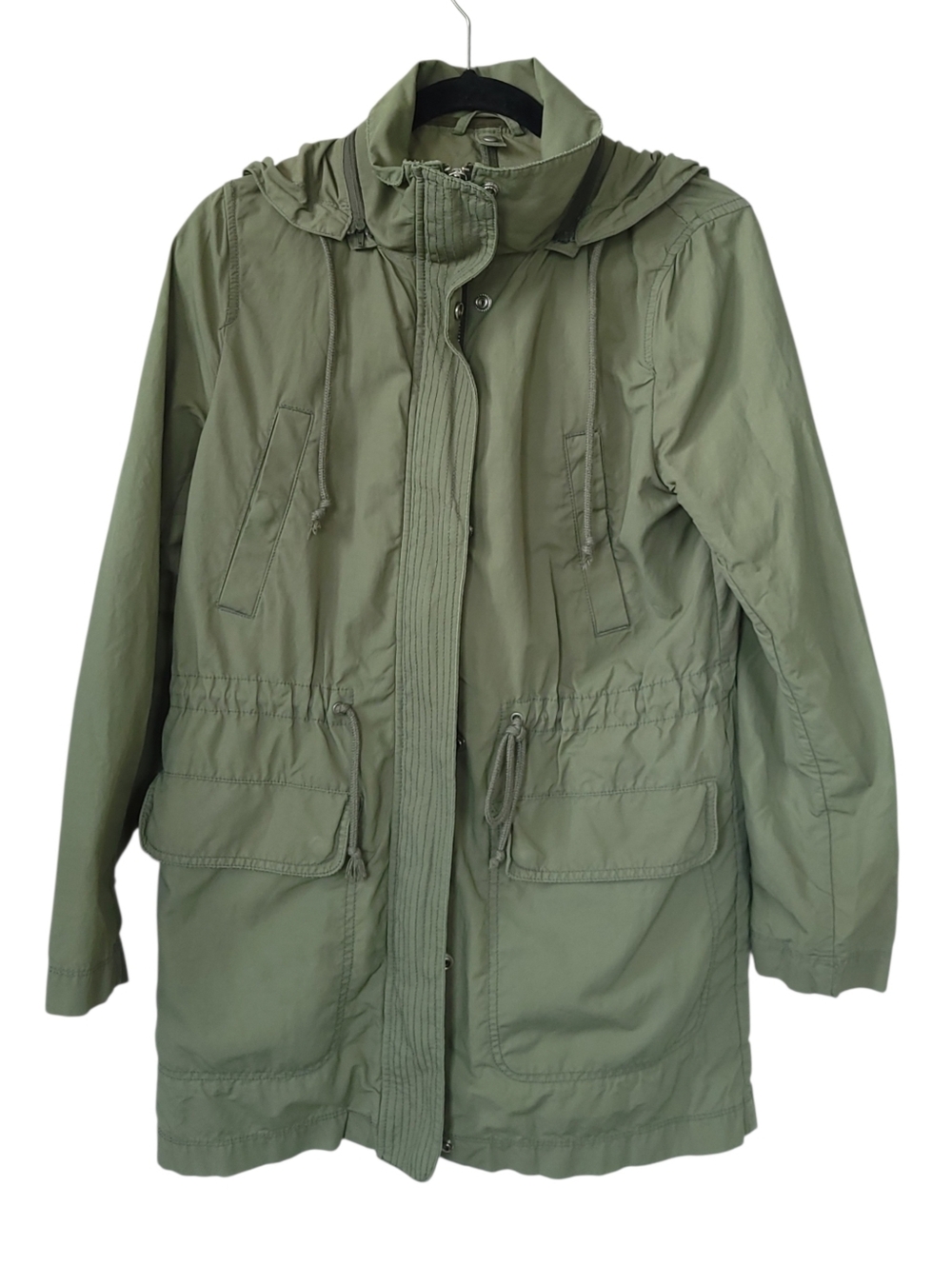 GAP Olive Green Hooded Utility Parka M Military Gorpcore Drawstring Waist Jacket